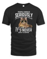 Womens Cat People Should Seriously Graphic Gift Idea Humor Novelty V-Neck T-Shirt Unisex Standard T-Shirt black s